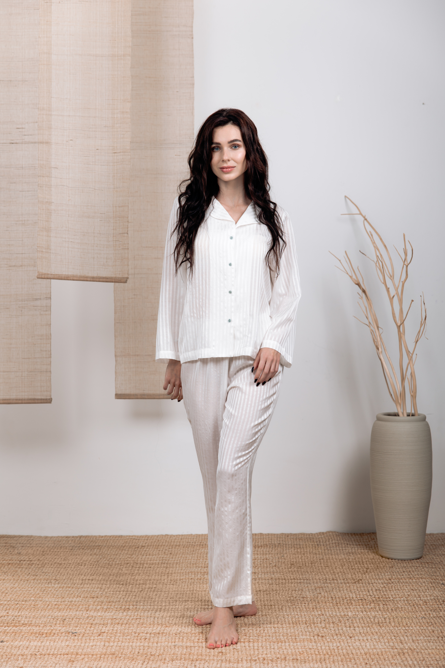 PJ Set with Pants, Sunlit Stripes Front