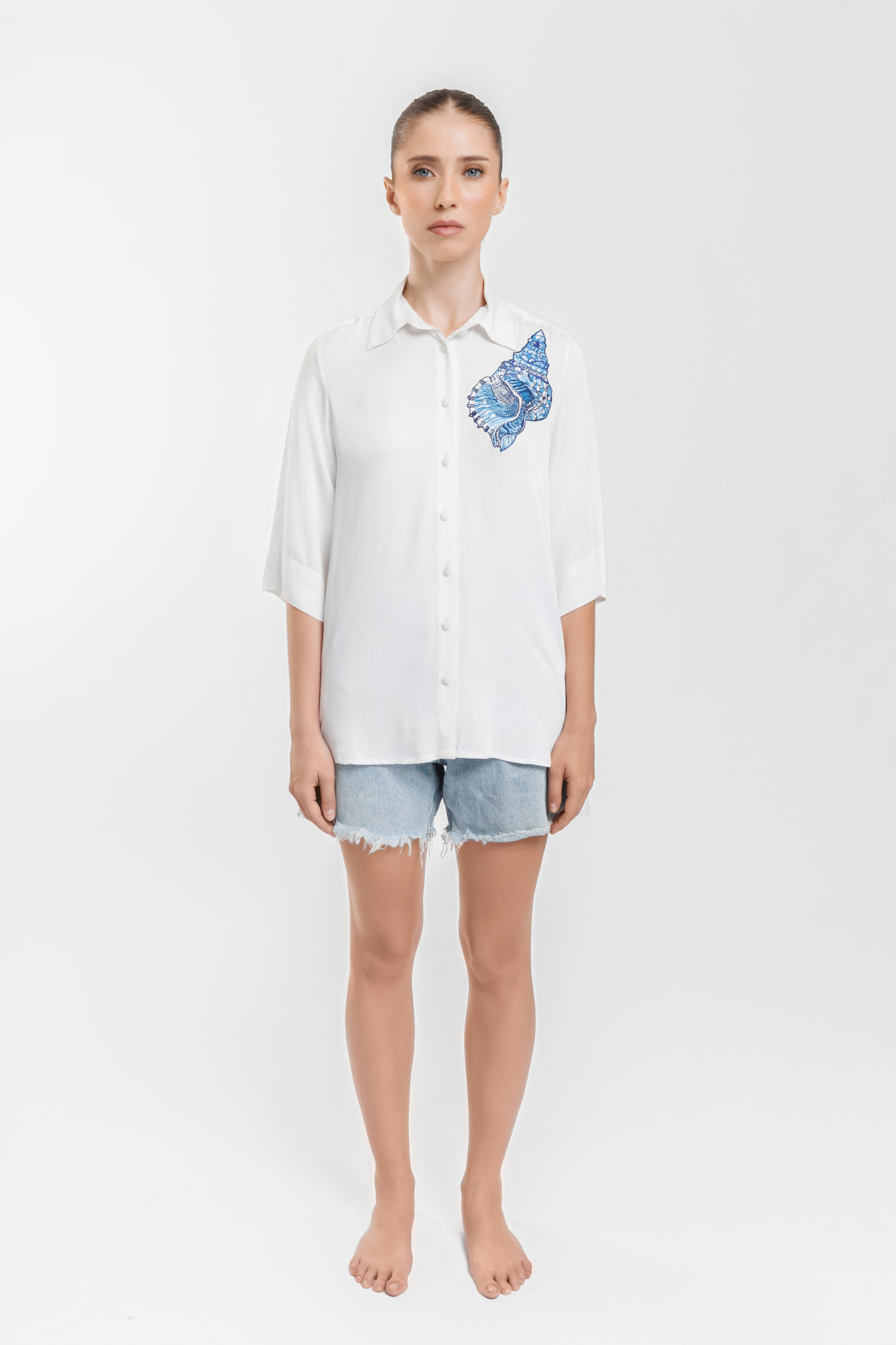 Shirt with Embroidered Shell Soft Touch Front